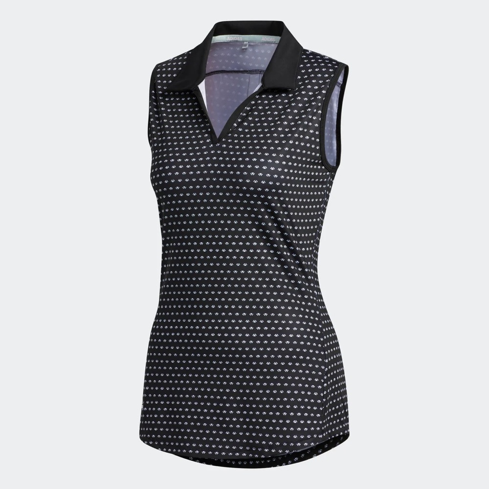 Adidas women’s golf black and white sleeveless polo shirt size M